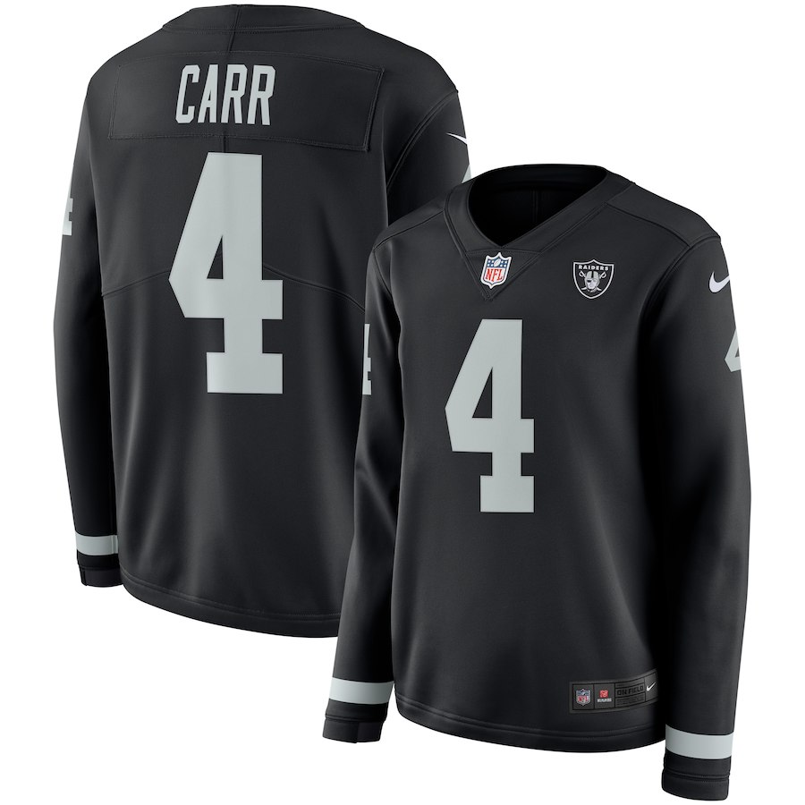 Women Oakland Raiders 4 Carr black Limited NFL Nike Therma Long Sleeve Jersey